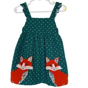 Baby Boden 9-12 Months EUC Fox Pinnie Pinafore Polka Dot